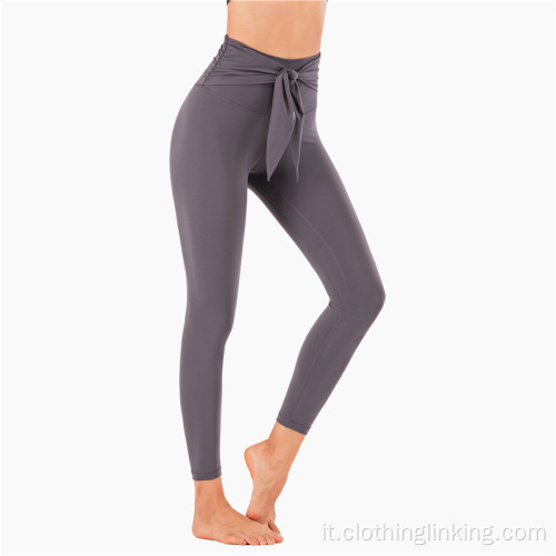 Pantaloni yoga a vita alta con tasche interne